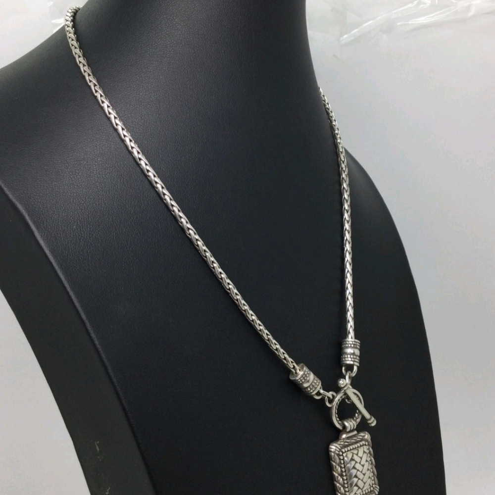 Brighton Wave Square Pendant Toggle Clasp Necklace EUC 18" - Picture 3 of 5